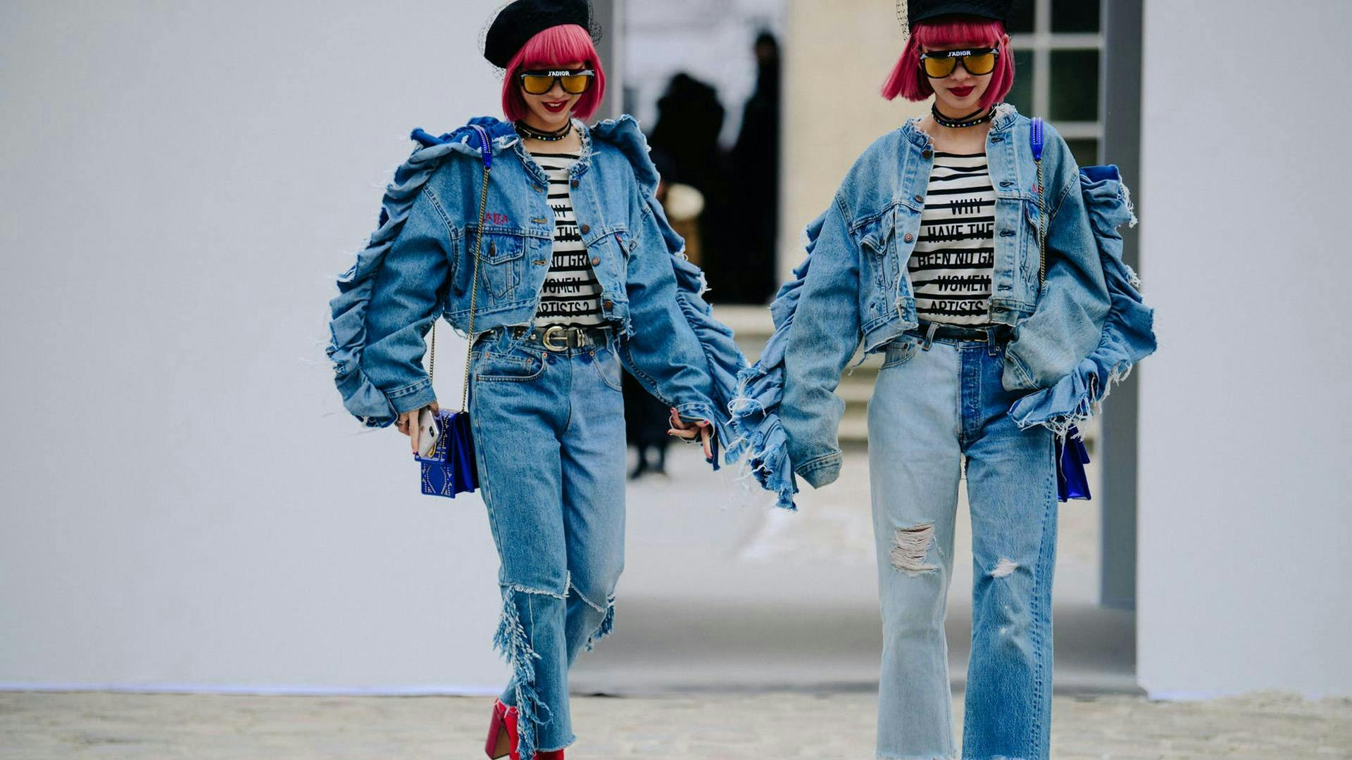 pants clothing apparel jeans denim person human costume sunglasses accessories